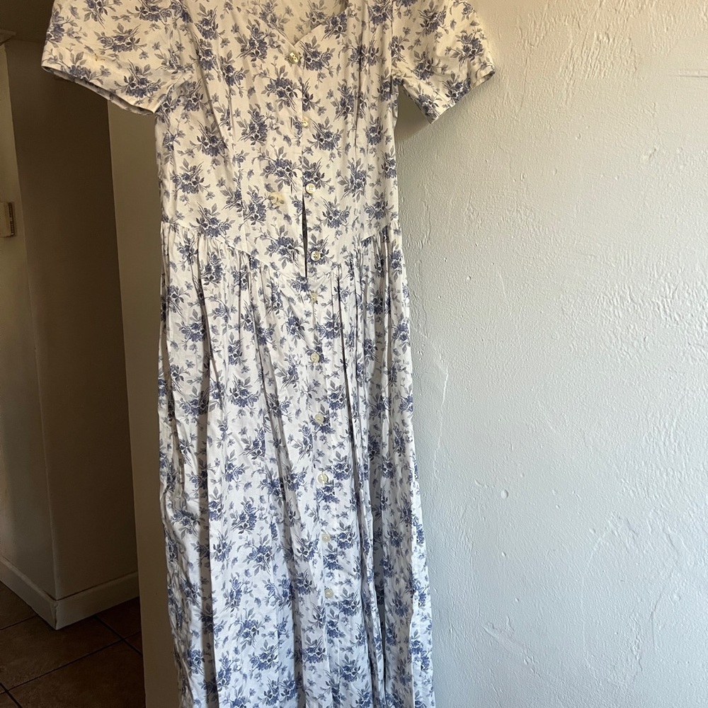 Laura Ashley Blue and White Floral Maxi Dress